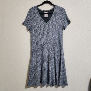 Dolan Anthropologie Ribbed Heather Gray/Blue Knit Dress Size L Womens